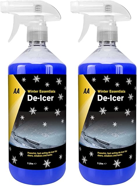 AA - Car Essentials Pack - 1L Fast Acting De-Icer - Pack x2 - Easy To Use - Safe, Practical And Reliable - Fast Acting, Thaws Ice In Seconds - Effective Performance