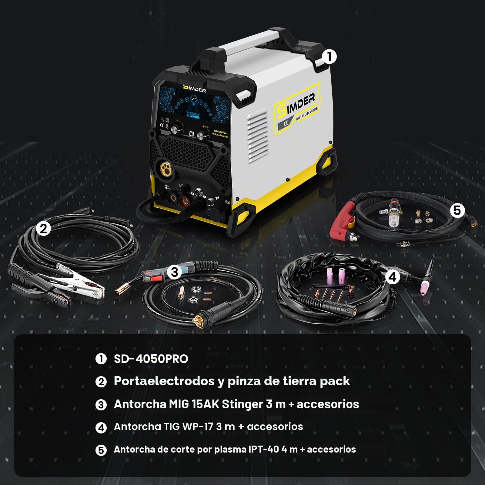 SSimder - Máquina de soldadura MIG de aluminio, 10 en 1, cortador de plasma 200 A