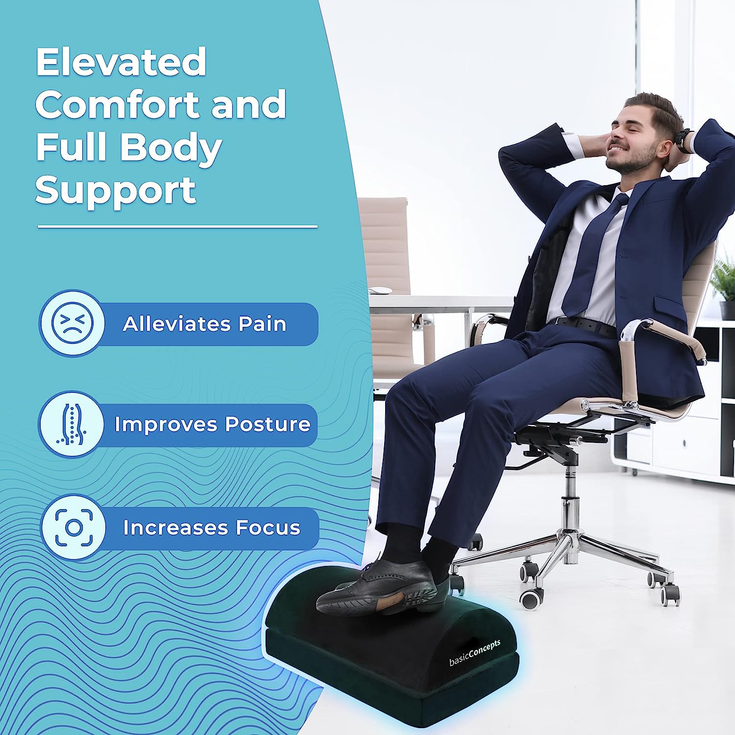 Foot Rest for Under Desk at Work - Adjustable - Ergonomic Office Desk Foot Rest, Under Desk Footrest with Washable Cover, Desk Foot Stool Work from Home Accessories