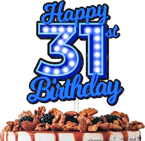 Miniatura 71 de Blue Glitter Happy Birthday 15th Cake Topper Let’s Glow Crazy Party Theme Decoration Supplies Boys Girls Happy Birthday 15 Anniversary Party Decor