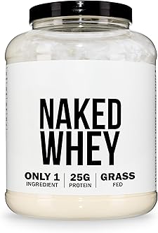 Naked Whey Protein Powder, Only 1 Ingredient, Grass Fed, Gluten Free, Soy Free, GMO Free, 25g Protein and 6g BCAAs per Scoop, Unflavoured, 76 Servings, 2280g