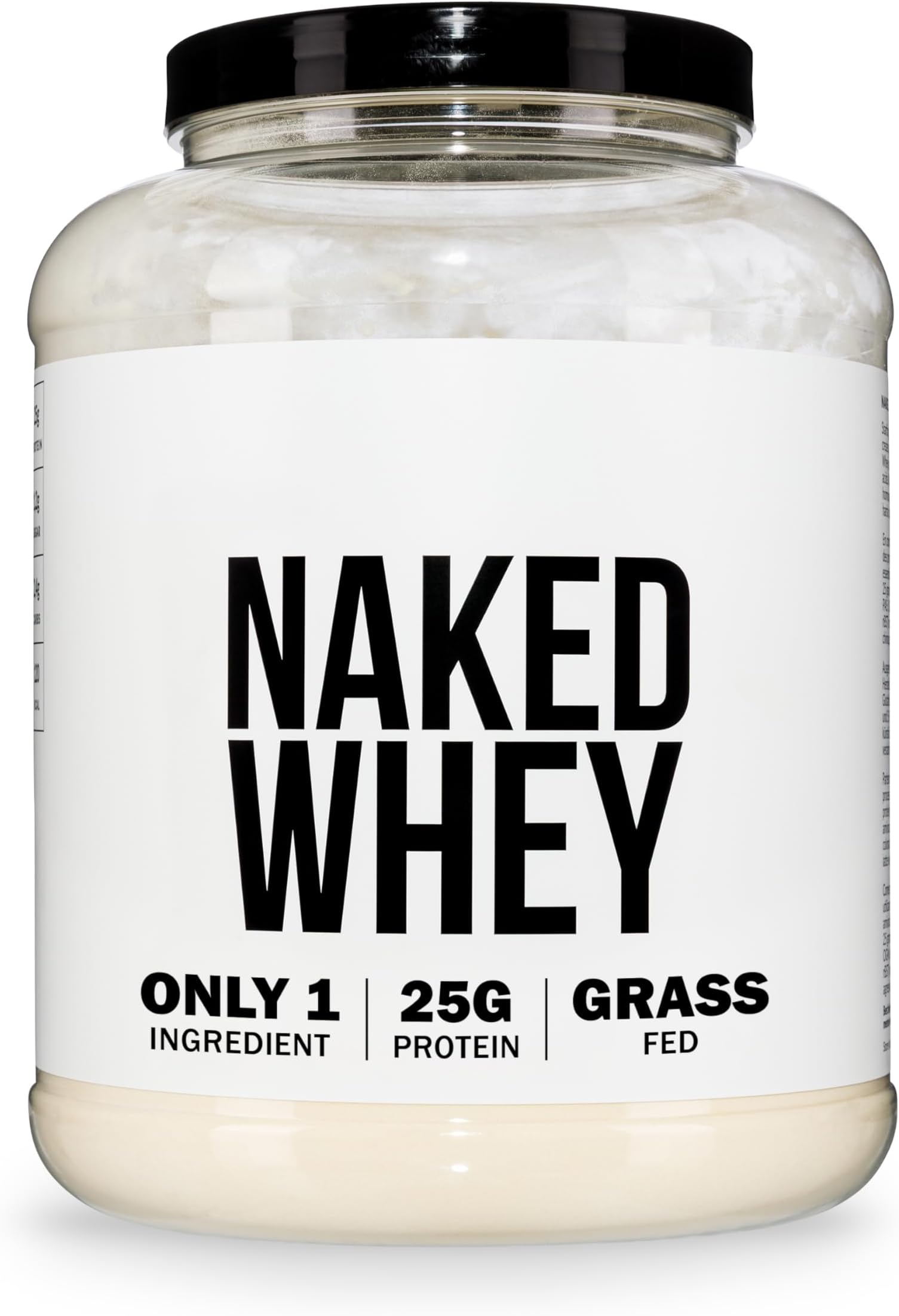 Naked Whey Protein Powder, Only 1 Ingredient, Grass Fed, Gluten Free, Soy Free, GMO Free, 25g Protein and 6g BCAAs per Scoop, Unflavoured, 76 Servings, 2280g