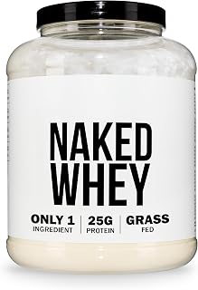 Naked Whey Protein, Proteina en Polvo, Un Solo Ingrediente, Grass Fed, Sin Gluten, Sin Soja, Sin OGM, 25g de Proteinas y 6g de BCAAs por Medida, Sin S