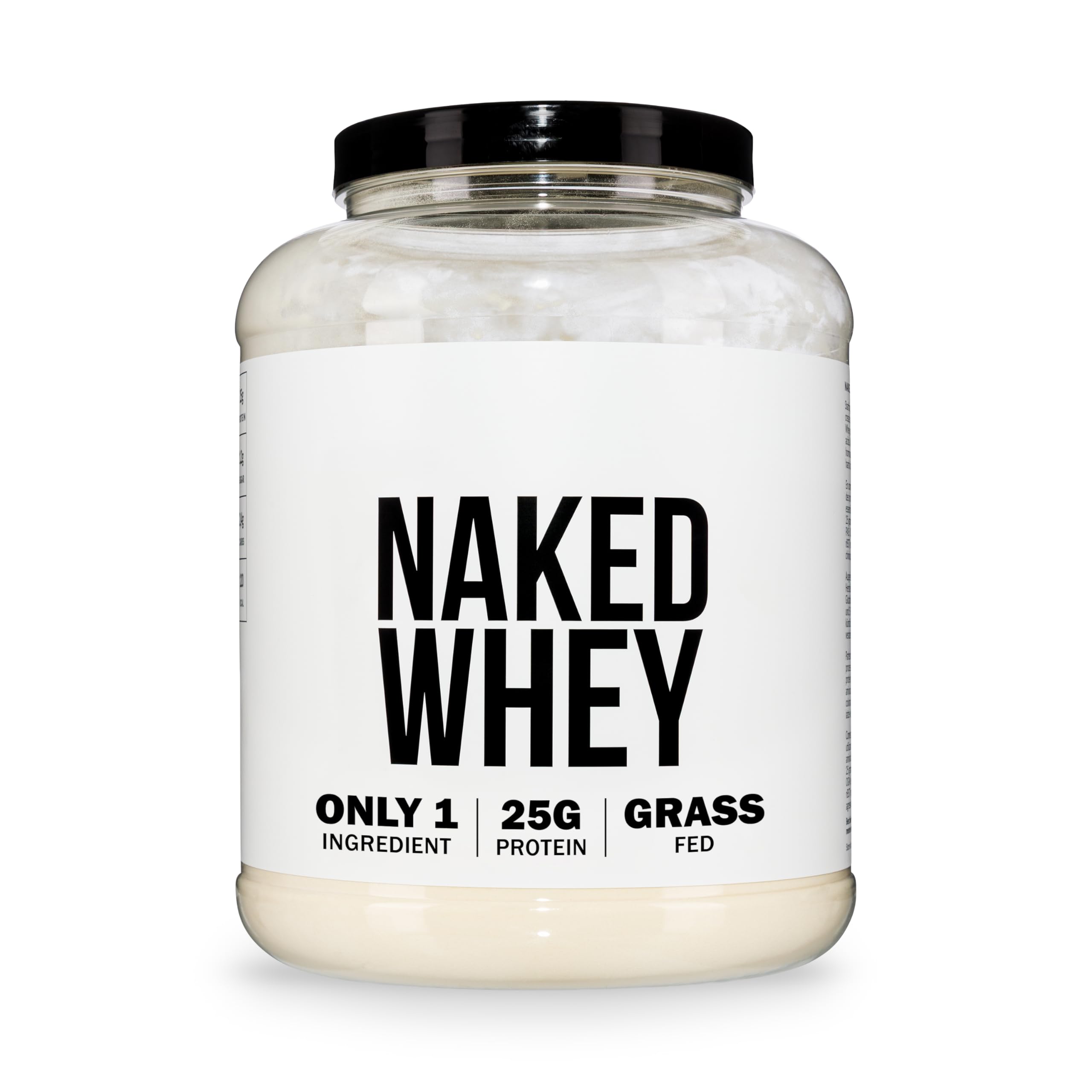 Naked Whey Protein Pulver (Eiweißpulver), Nur 1 Zutat, Grass Fed, Glutenfrei, Sojafrei, GMO-frei, 25g Protein und 6g BCAAs pro Messlöffel, Geschmacksneutral, 76 Portionen, 2280g