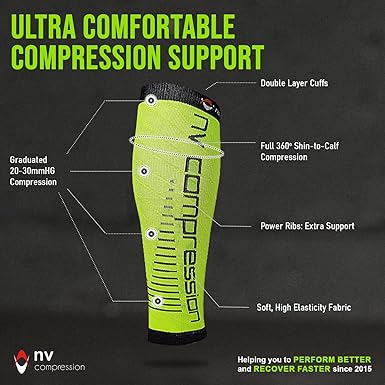 Protège-mollets De Compression Zone0 - Noir/Rouge Taille XL - Course, Vélo, Sport