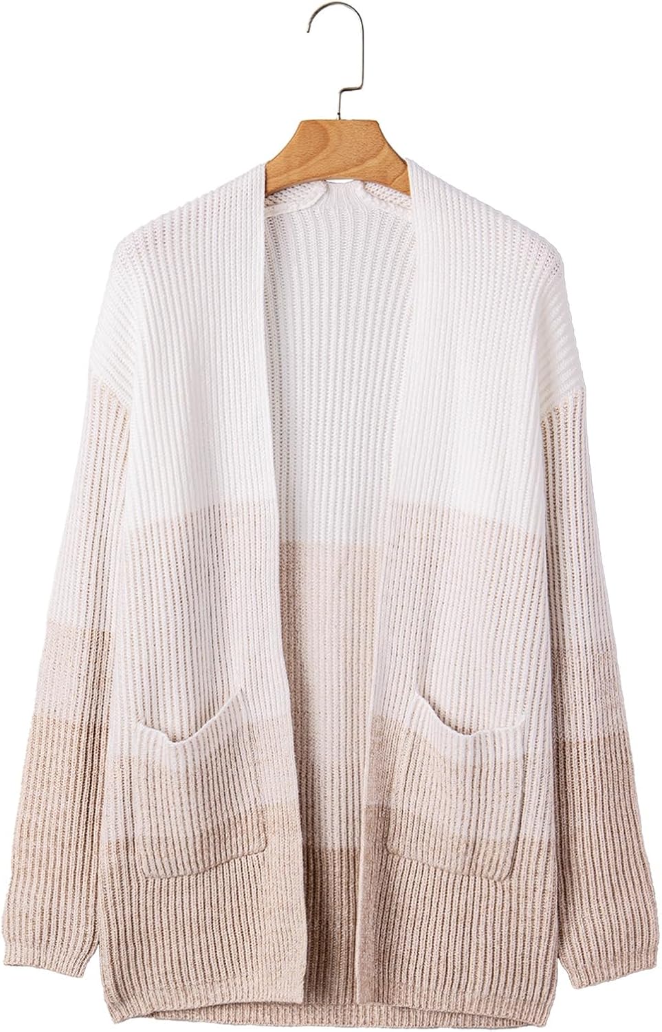 Sidefeel Womens Cardigan Sweaters Open Front Long Sleeve Ribbed Color Block Knit Fall Sweaters - Image 8