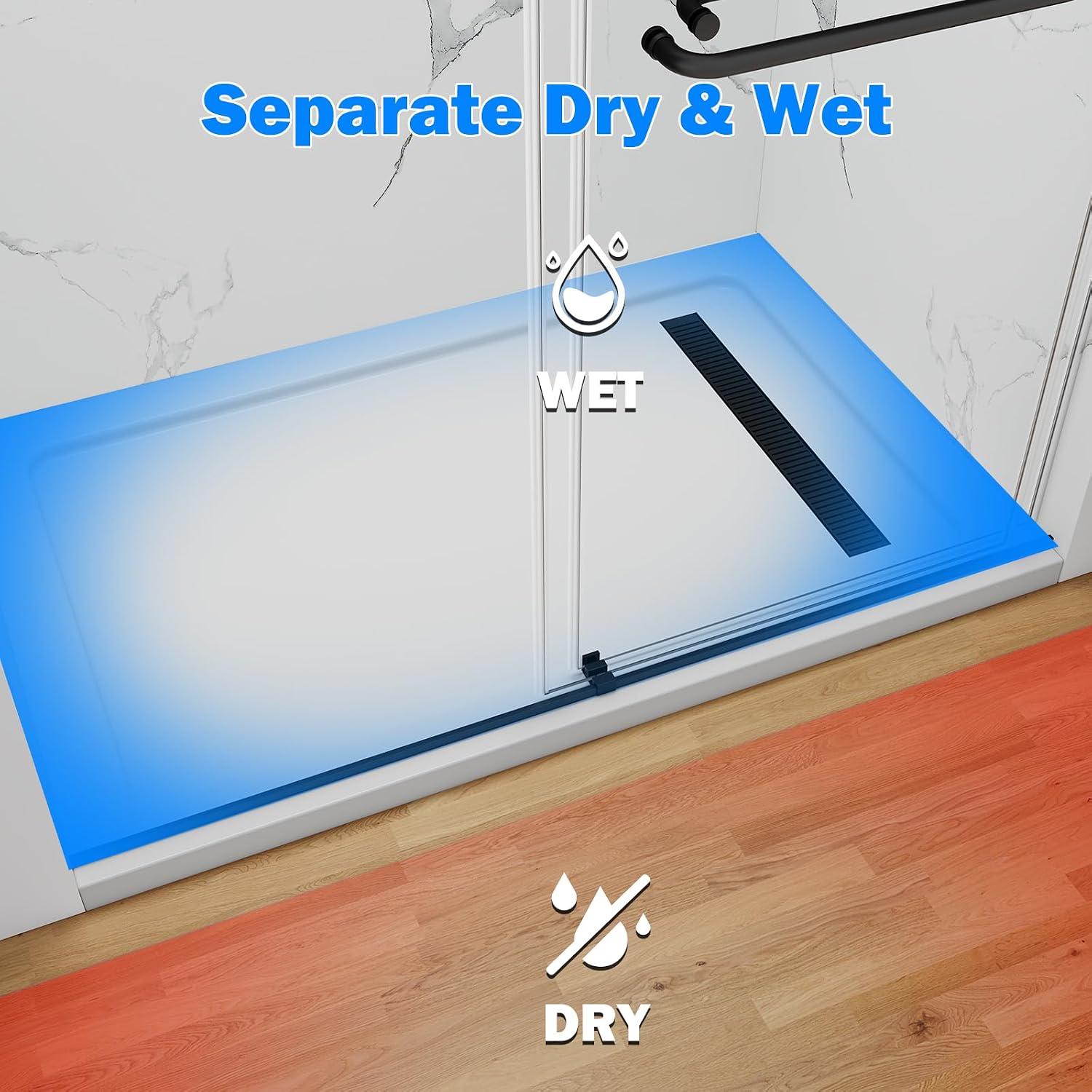 Double Sliding Shower Door 56-60" W x 72" H with Tempered Glass, Shower Glass Door, Aluminum Frame, Easy to Clean Coating TK02 Matte Black