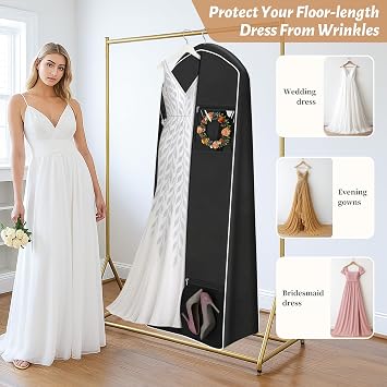 KEETDY 50 Pack Metal Hangers and 70 Wedding Dress Garment Bag