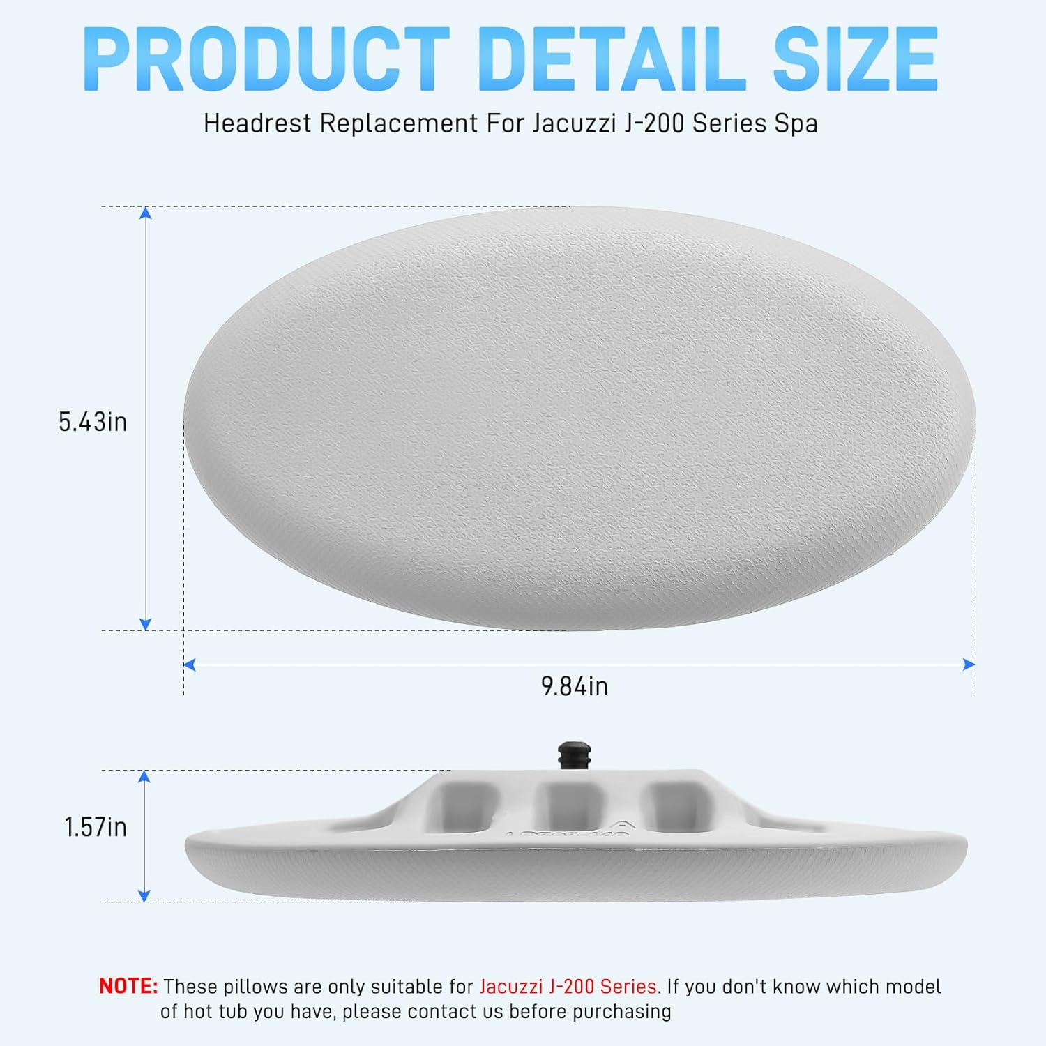 Hot Tub Headrest Pillow for Jacuzzi J-200 Model Spas, Pillow Replacement fit for Jacuzzi J-230, J-235, J-245, J-270, J-275 J-280 Spas, Replace 2472-828, Does Not for J-225 J-215 2016up (1PCS)