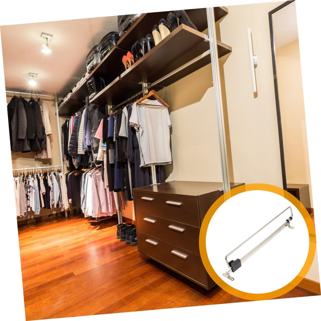 Luxshiny 5pcs Adjustable Telescopic Closet Hanging Rods Sturdy Iron Wardrobe Bar for Clothes Retractable Clothes Hanger for Closet Organization