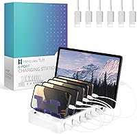 Vista 1 de Charging Station for Multiple Devices – 6-Port USB Charging Dock for Apple & Android – Fast Multi-Charger Organizer for Phones, Tablets & More