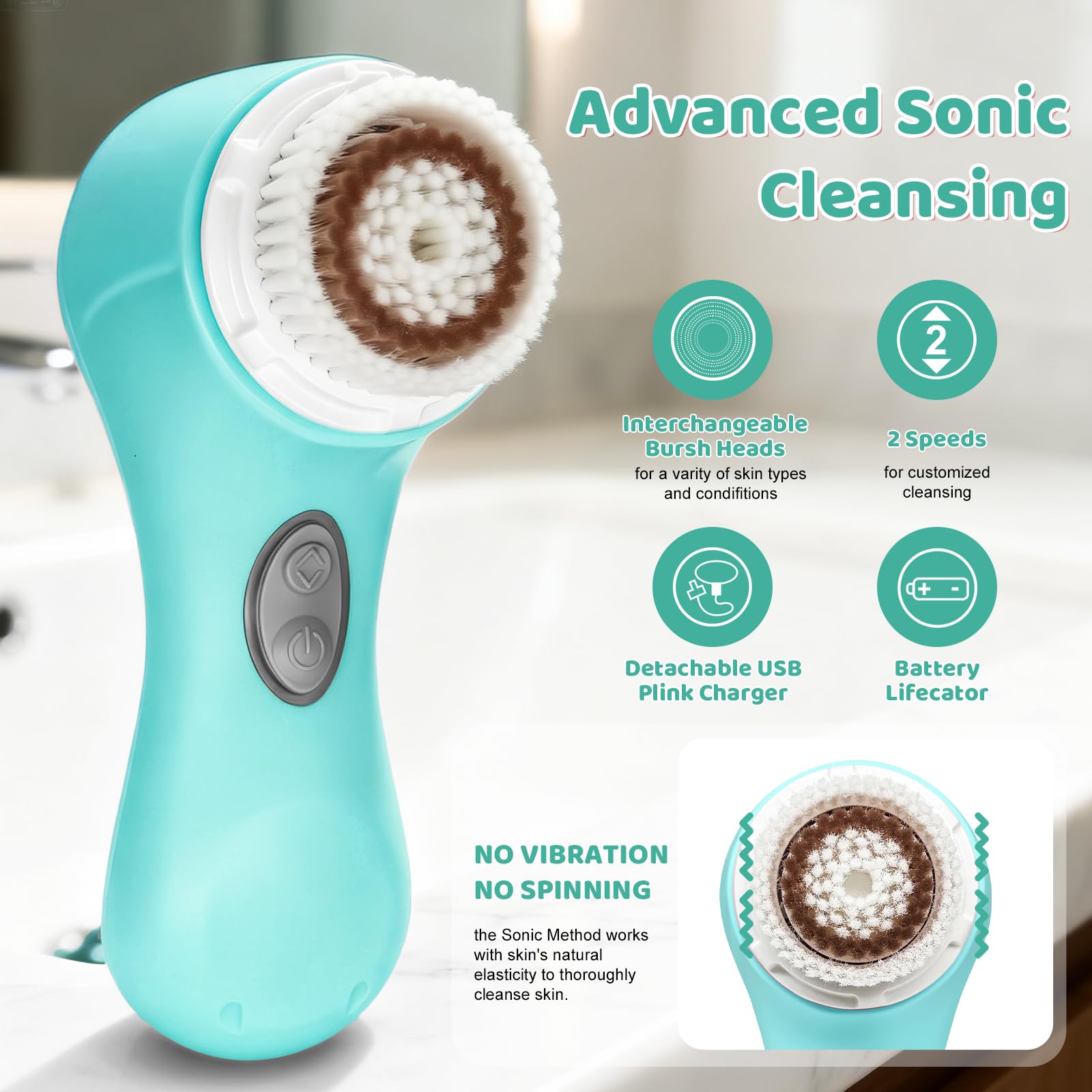 Clarisonic Mia 2 Electric Facial Cleanser - 2 Brush Heads, Sonic