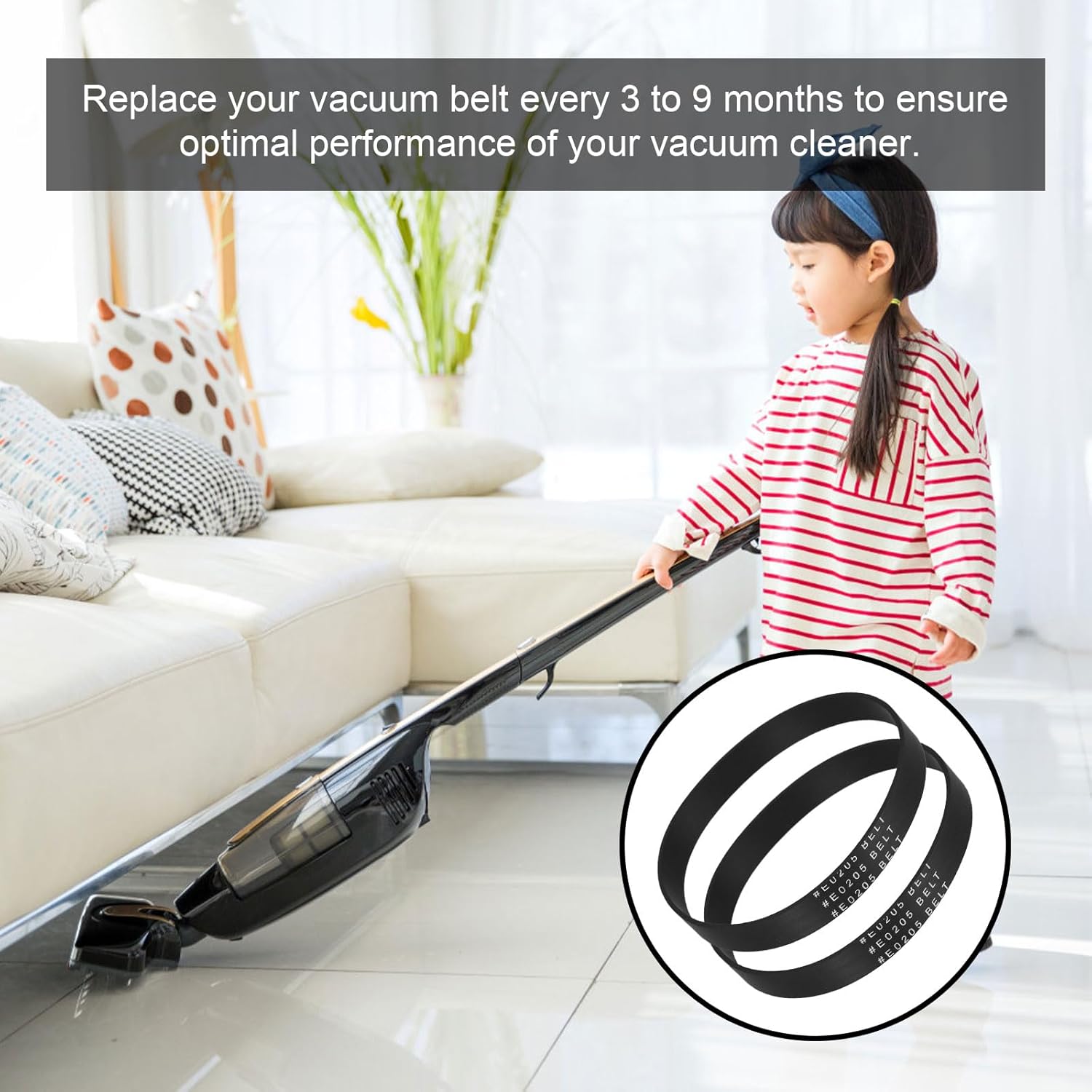 4pcs Vacuum Belts Style U for Eureka Airspeed Upright Bagless Vacuum Cleaner Modes AS1000 AS1000A AS1001 AS1001A AS1002A, Replacement E0205 Belts Compare Parts 83797 61120 Series