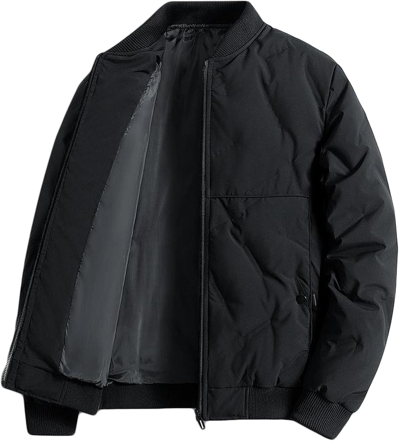 Bestgift Men's down jacket lightweight short baseball collar jacket