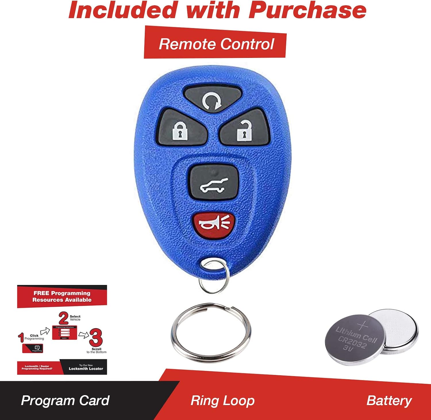 KeylessOption Keyless Entry Remote Control Car Key Fob Replacement for 15913415 -Blue