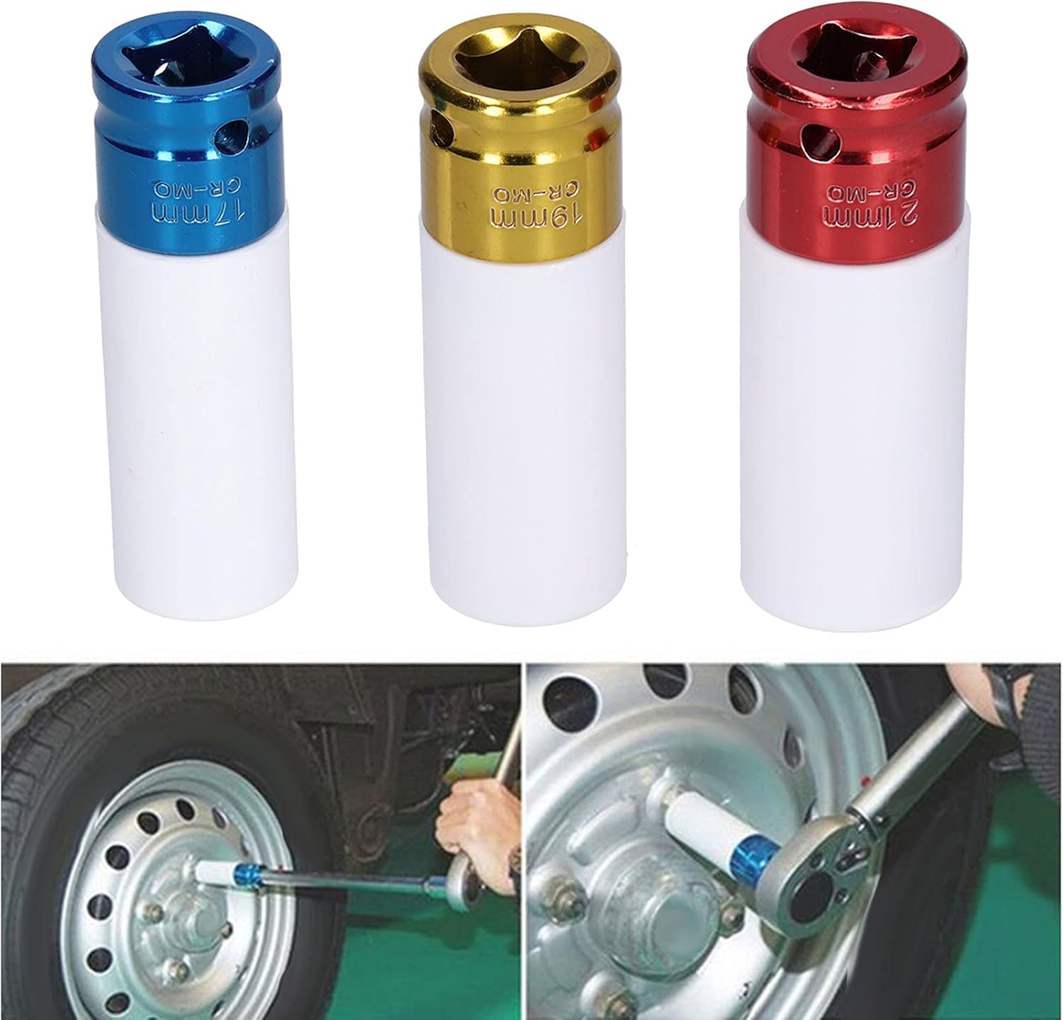 3 Pcs Pneumatic Sleeve Set, Forged from Metallic Steel, Impact, Color Protective Covers, for Car Motorcycle Mechanical Repair, with Storage Box