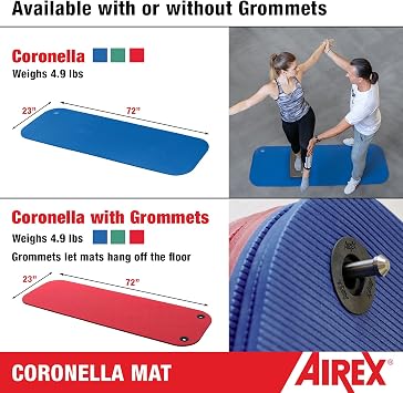 AIREX Official Coronella Exercise Mat - Home Workout Mat for Rehabilitation, Strength Training, Aerobics, Water Fitness, Exercise, Home Workouts, Floor Exercises with Premium Foam 78 x 23, Charcoal