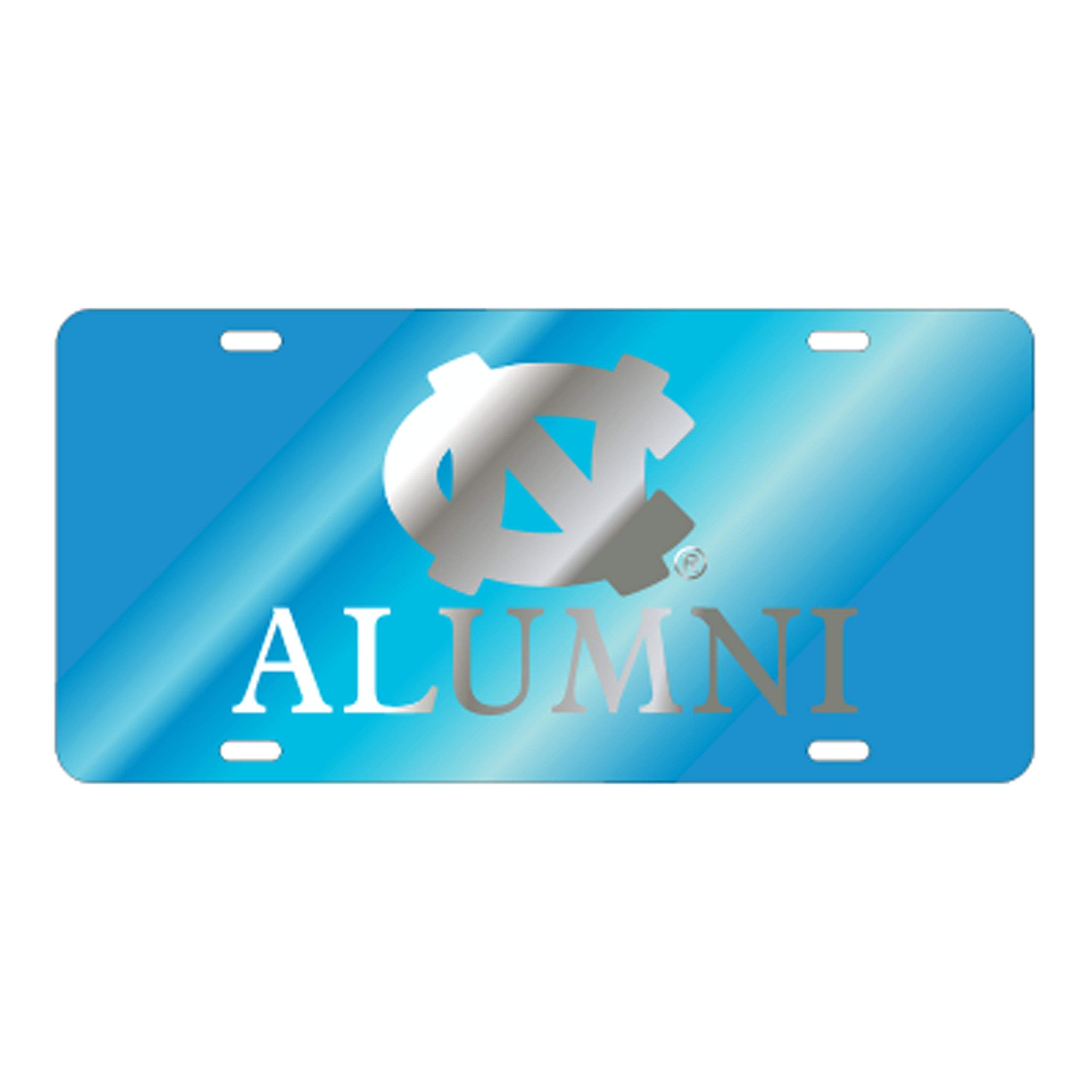 University of North Carolina Tar Heels Laser Cut Mirrored NC Alumni Blue License Plate