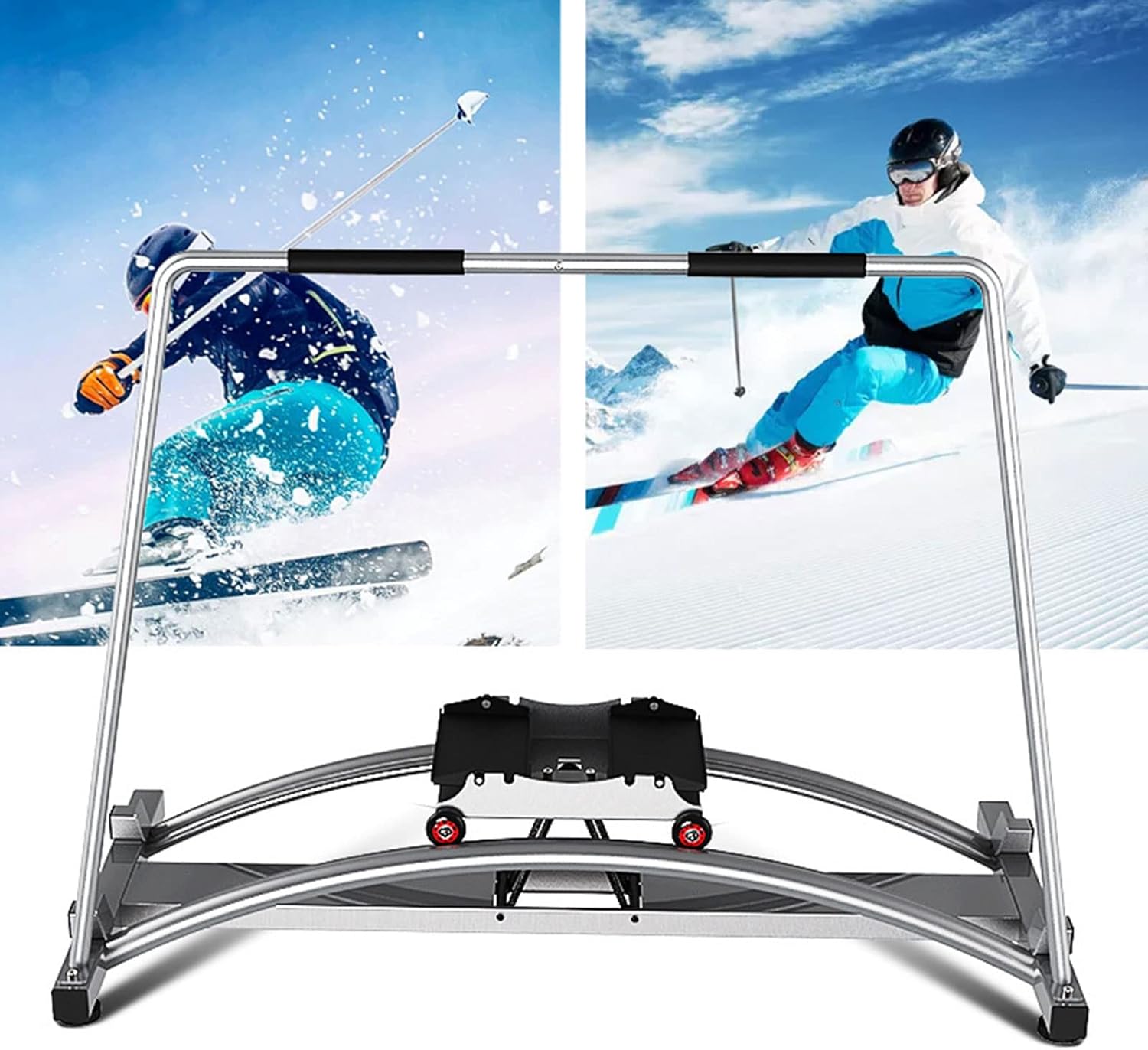 Ski Machine Simulation Ski Club Double Track Ski Group Training Aerobic Fitness Swinging Snow Paddle Suitable for Indoor Black (Yellow )