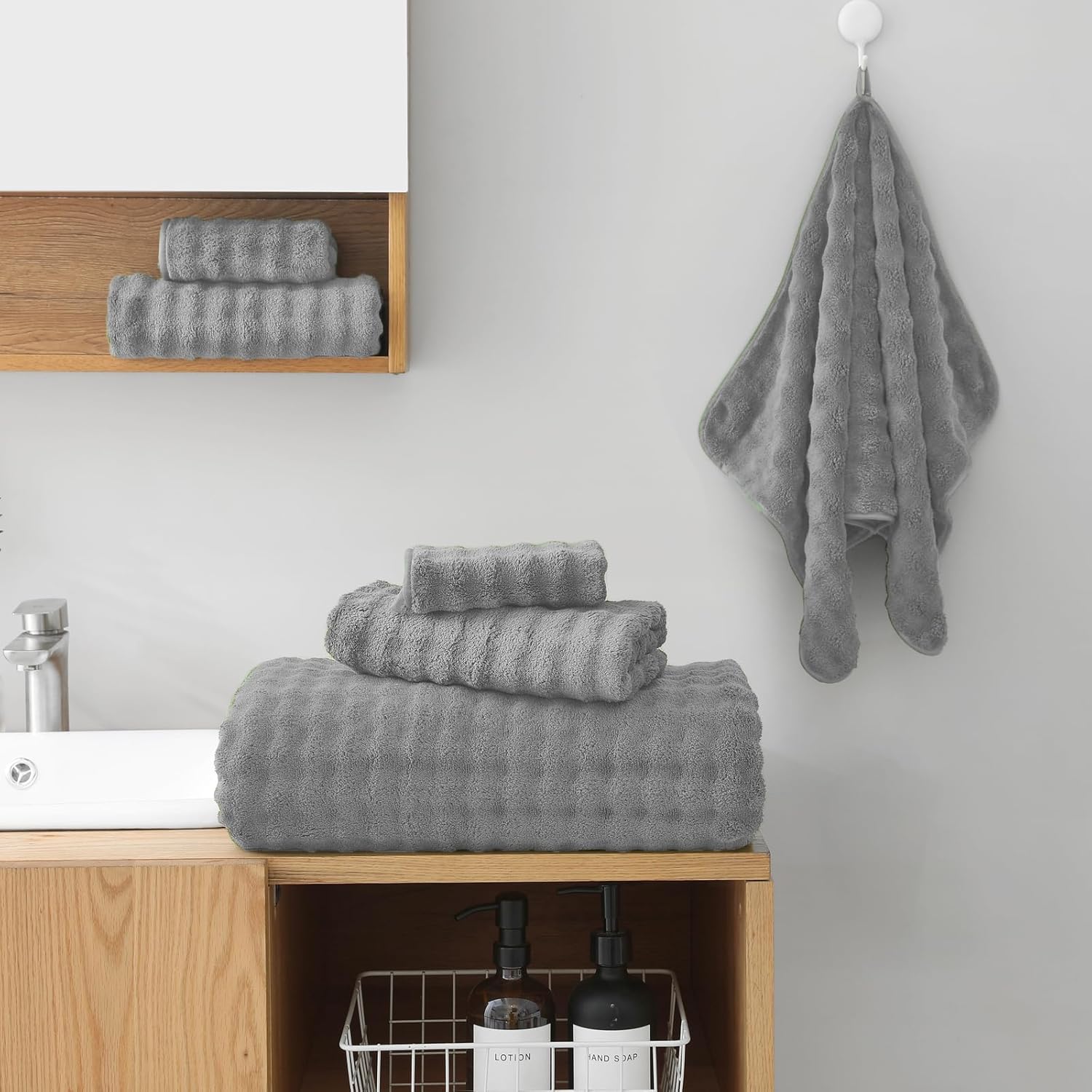 KBY Bath Towels Set of 2, Extra Large Bath Sheets 40X80 Inches,Quick Dry, Ultra Soft，Durable & Super Absorbent Oversized Bathroom Towel Sets for Adults, Gym, Spa, Pool & Hotel（ Gray）