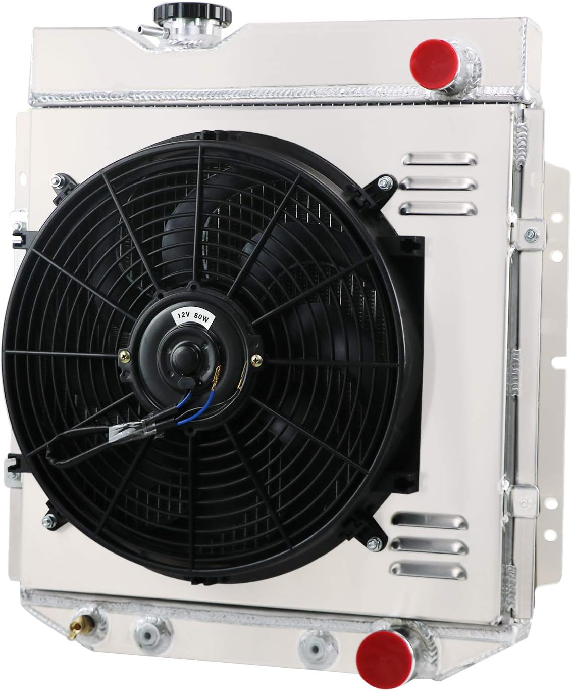 ENGINKUHLE Direct Radiator+16'' Fan Combo for Ford Mustang 1964-1966 V8 260 289 Falcon Mercury Comet AT/MT w/Wiring Relay kit