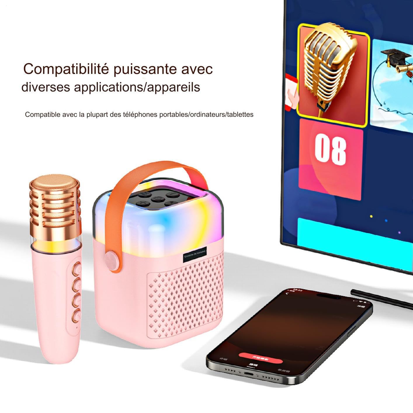 Micrófono Karaoke Portátil Altavoz De Canto Inalámbrico con 2 Micrófonos