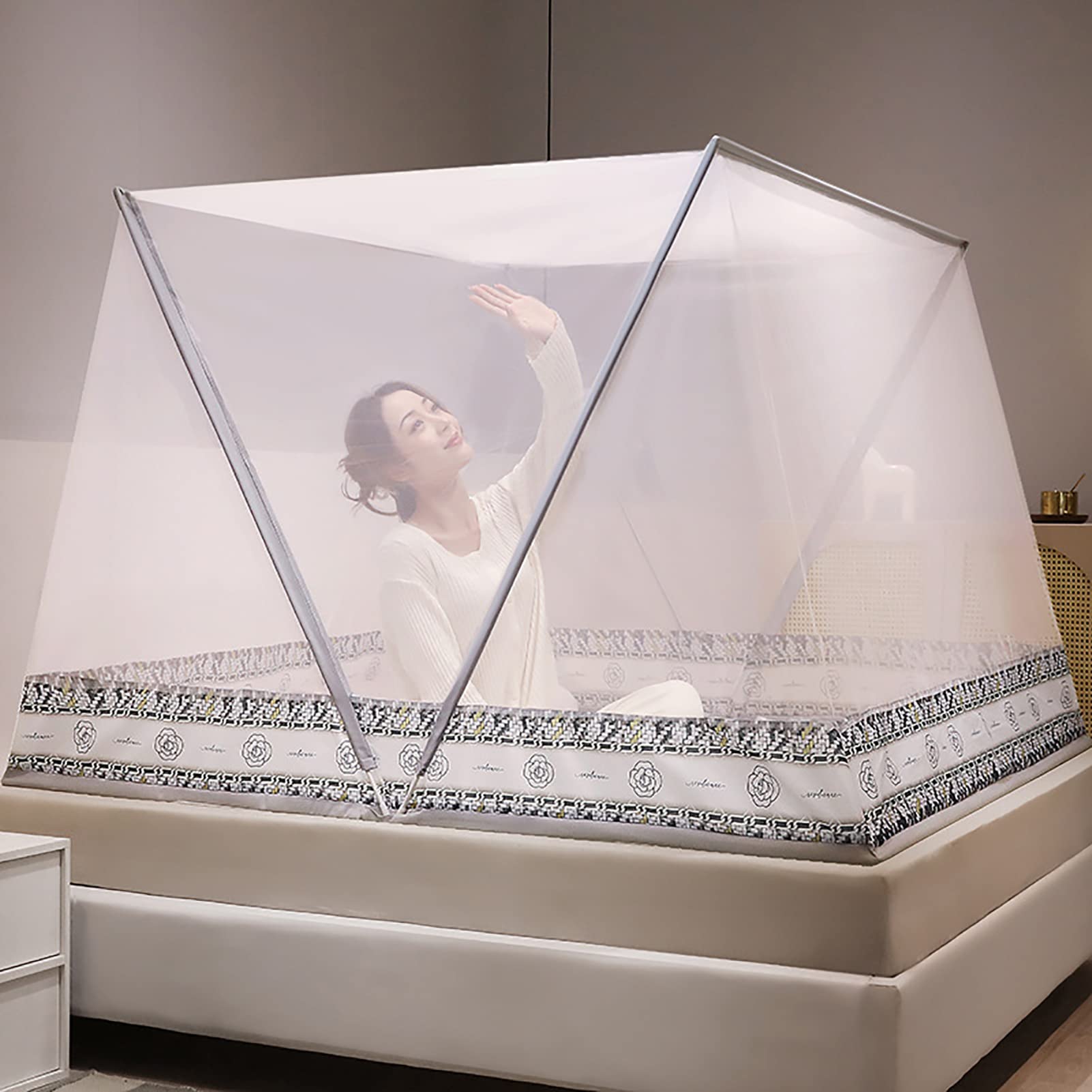 Zanzariera Pieghevole, zanzariera a baldacchino per Letto a baldacchino Pieghevole per zanzariera da Campeggio Tende da Tenda Pop-up di Dimensioni Multiple per Letti Camera,C,135x190x80cm