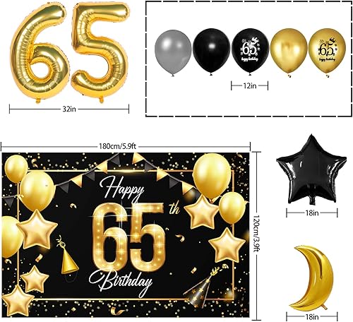 Miniatura 63 de Juego de globos dorados de feliz cumpleaños número 31 – Saludos a los 31 años de edad, guirnalda temática de fiesta con estrellas y luna, decoración