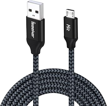 iSeekerKit Micro USB Cable 15FT, Extra Long Durable Braided Type A Male to Micro-B Male Charging Data Cord Compatible for S6 S7 Edge, Controller, BLU, Smartphone