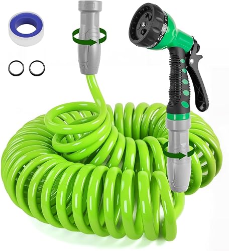 SPECILITE 50 FT 1/2" Polyurethane Coil Garden Hose with Spray Nozzle