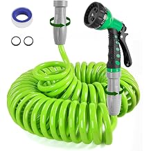 SPECILITE 50 FT 1/2" Polyurethane Coil Garden Hose with Spray Nozzle | PU Flexible Recoil Water Hoses, for Patio, Boat, Greenhouse & Yard