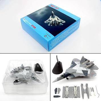 SU-57 Fighter Model 1/72 Alloy Model Pre-Build Model Fighter DieCast Metal Airplane Aircraft Models Display Model Kits with Stand Collection or Gift(1/100 SU-35 Camouflage)