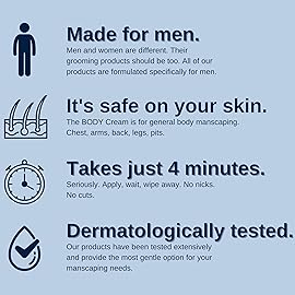 No Hair Crew Body At Home Hair Removal Cream for Manscaping Unwanted Hair with Energizing Ginseng, Premium Depilatory, Painless & Flawless, Made for Men, 200ml (2 Pack)