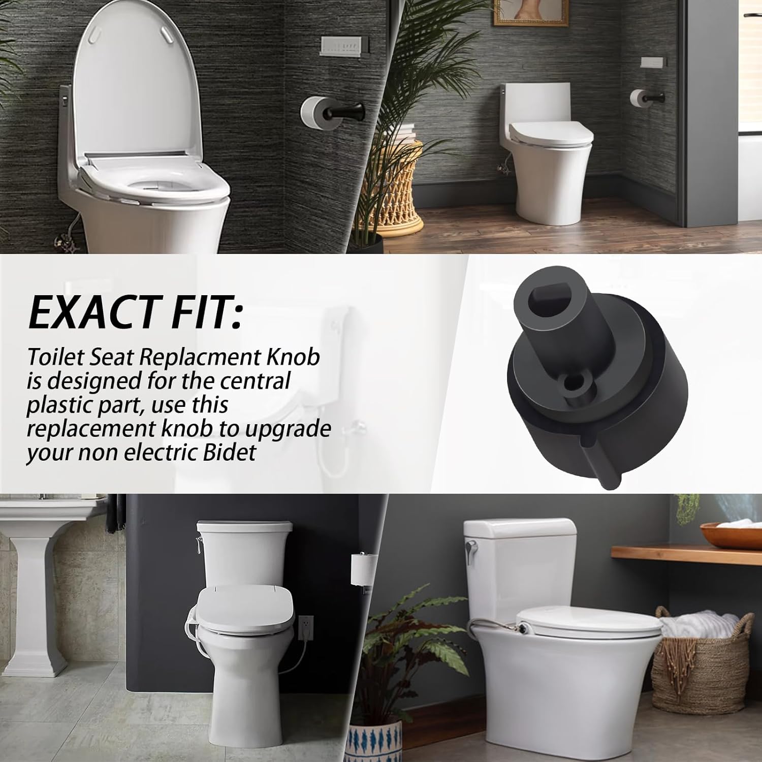Replacement Knob(1PCS) Compatible with Brondell Bidet Toilet Seat Non-Electric Bidet(For the center plastic section only) - Black