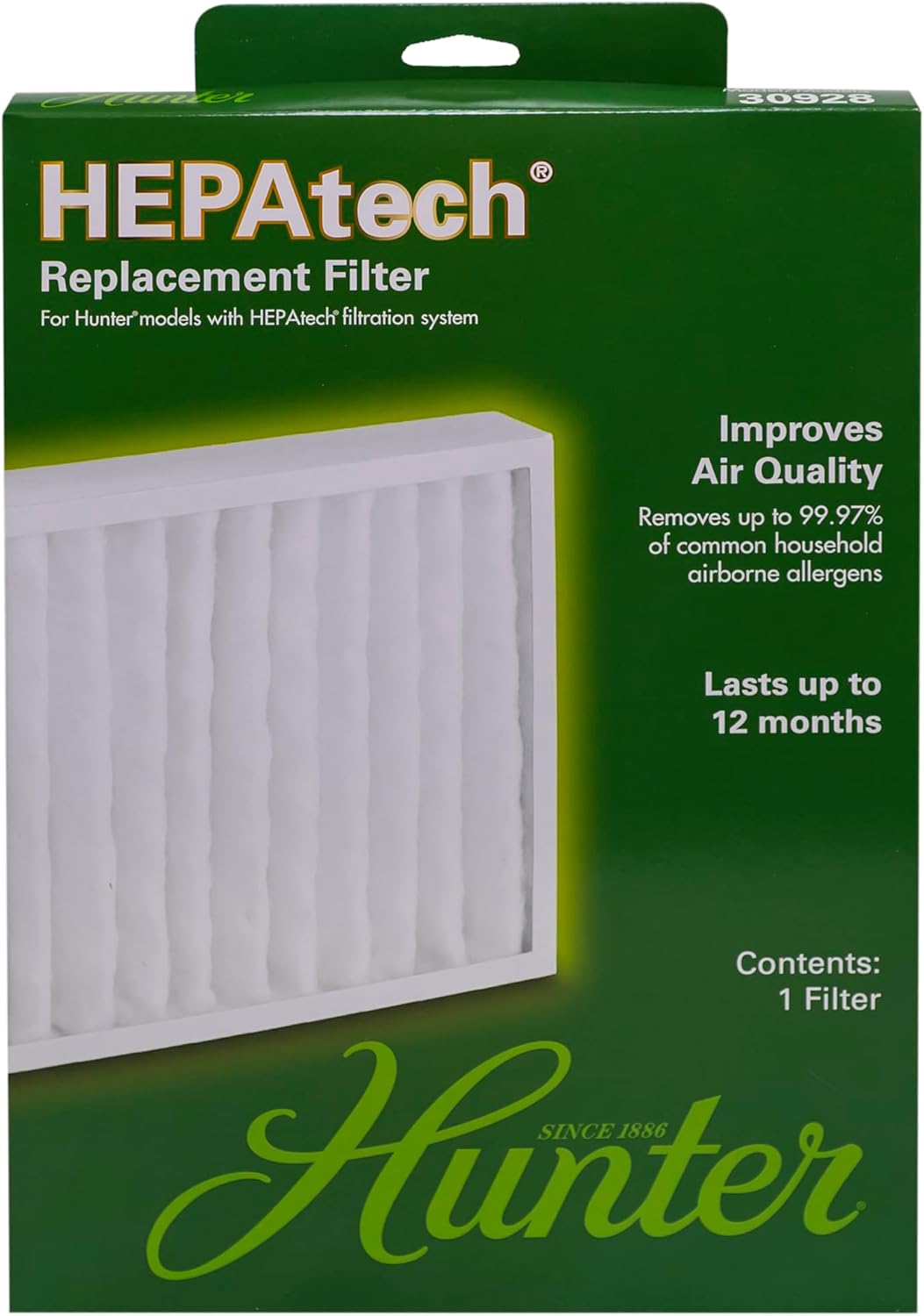 Hunter 30928 HEPAtech Replacement Air Purifier Filter for Models 30057, 30057A, 30059, 30060, 30061, 30067, 30067A, 30078, 30079, 30097, 30124, 30126, 30180, 30183