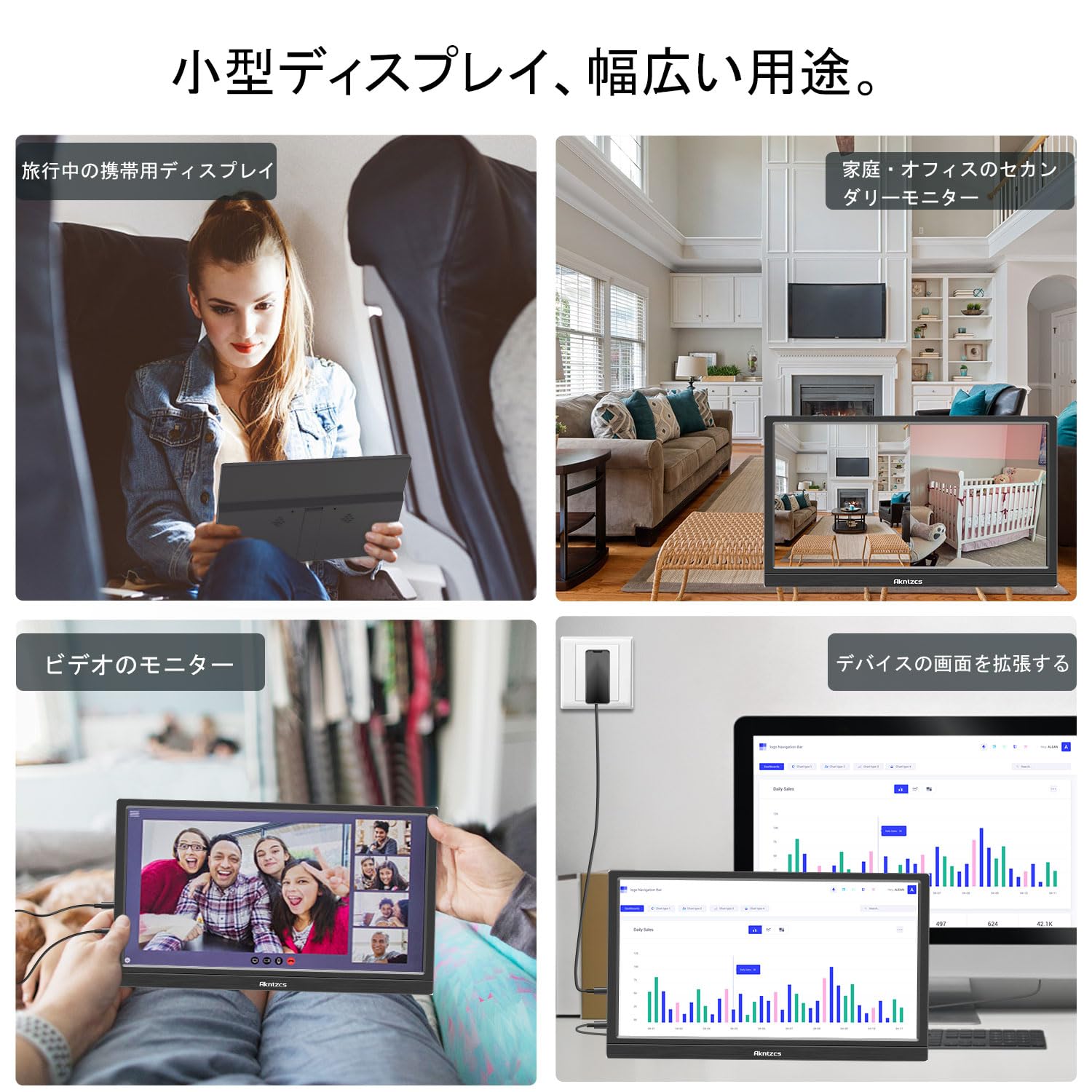 Amazon.co.jp: ポータブルモニター、13.3インチHD 1366*768小型