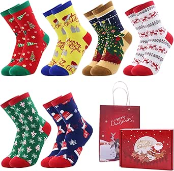 5 Paia Calzini Natalizi Pelosi - Calze Invernali Antiscivolo Per Donna, Taglia 36-42, Regalo Ideale - Foto 13