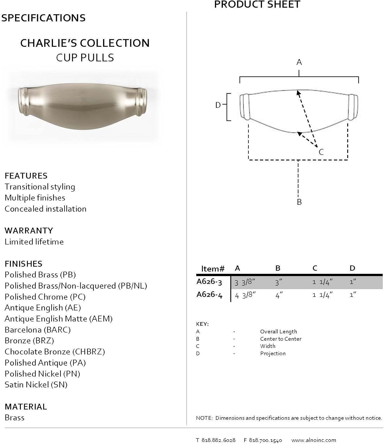 Alno A626-4-PA Transitional Charlie’s Collection Cup Pulls, Polished Antique
