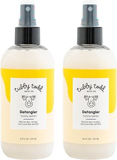 Hair Detangler Spray for Kids - Hair Detangling Spray with Baobab & Coconut Oil - Gentle & Moisturizing Kids Hair Detangler Spray - 8.5oz, 2 Pack - Lemon Crème