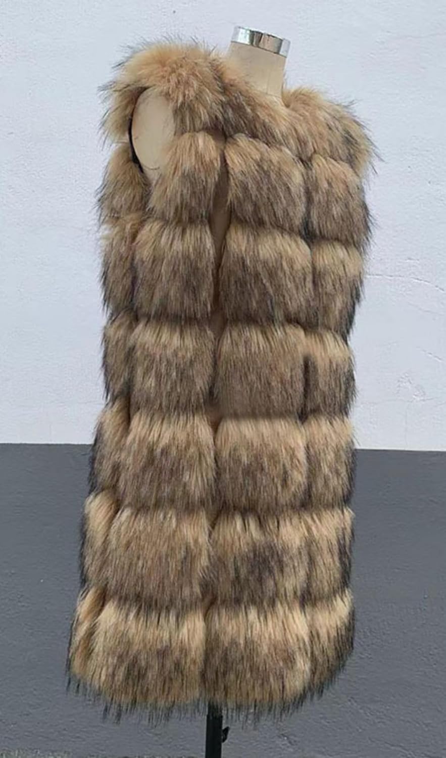 Shaggy Long Faux Fur Vests,Fluffy Waistcoat Sleeveless Jackets Coats Outwear Tops