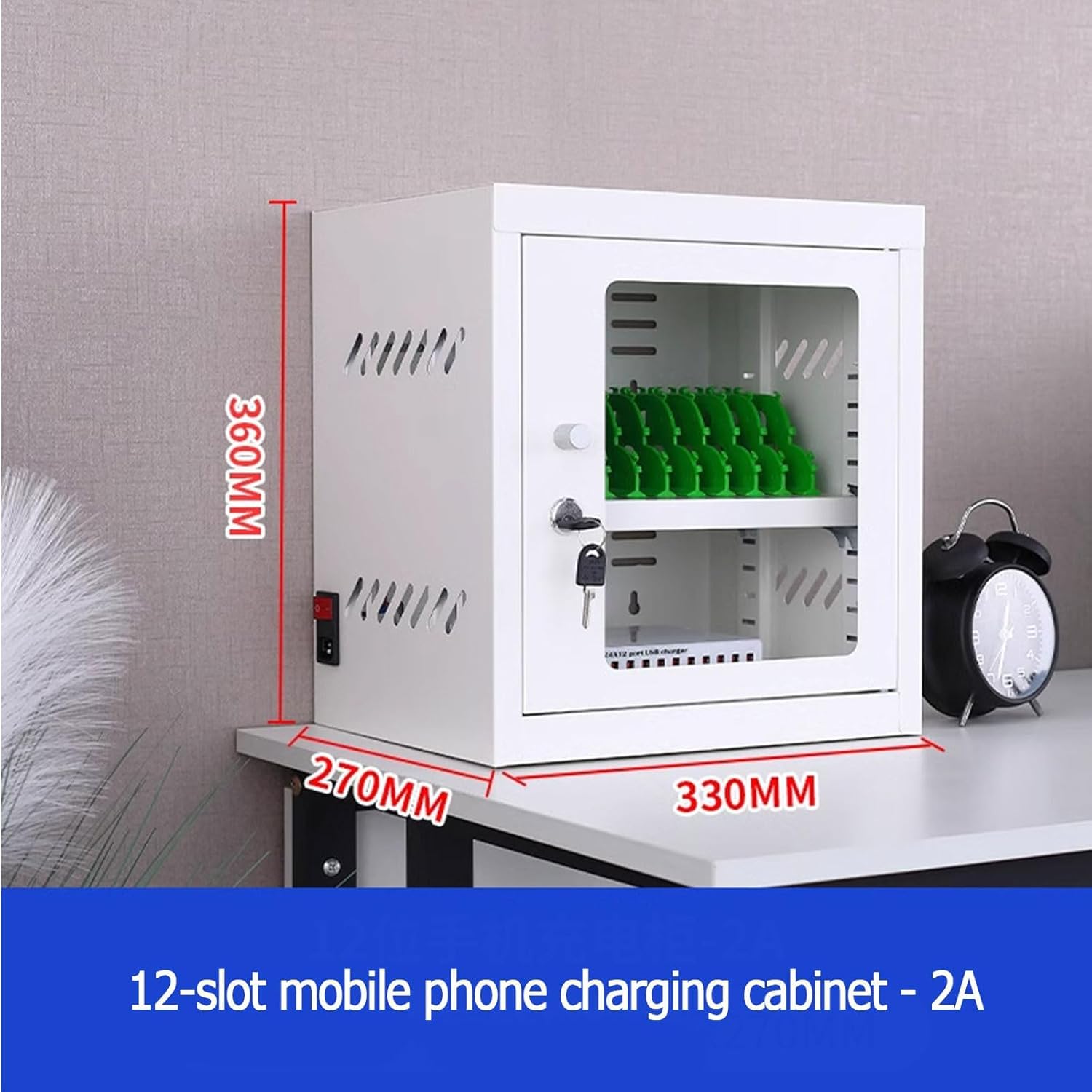 Boîte de Rangement Portable avec Station de Recharge USB et Compartiment de Rangement sécurisé(6​​Slots)