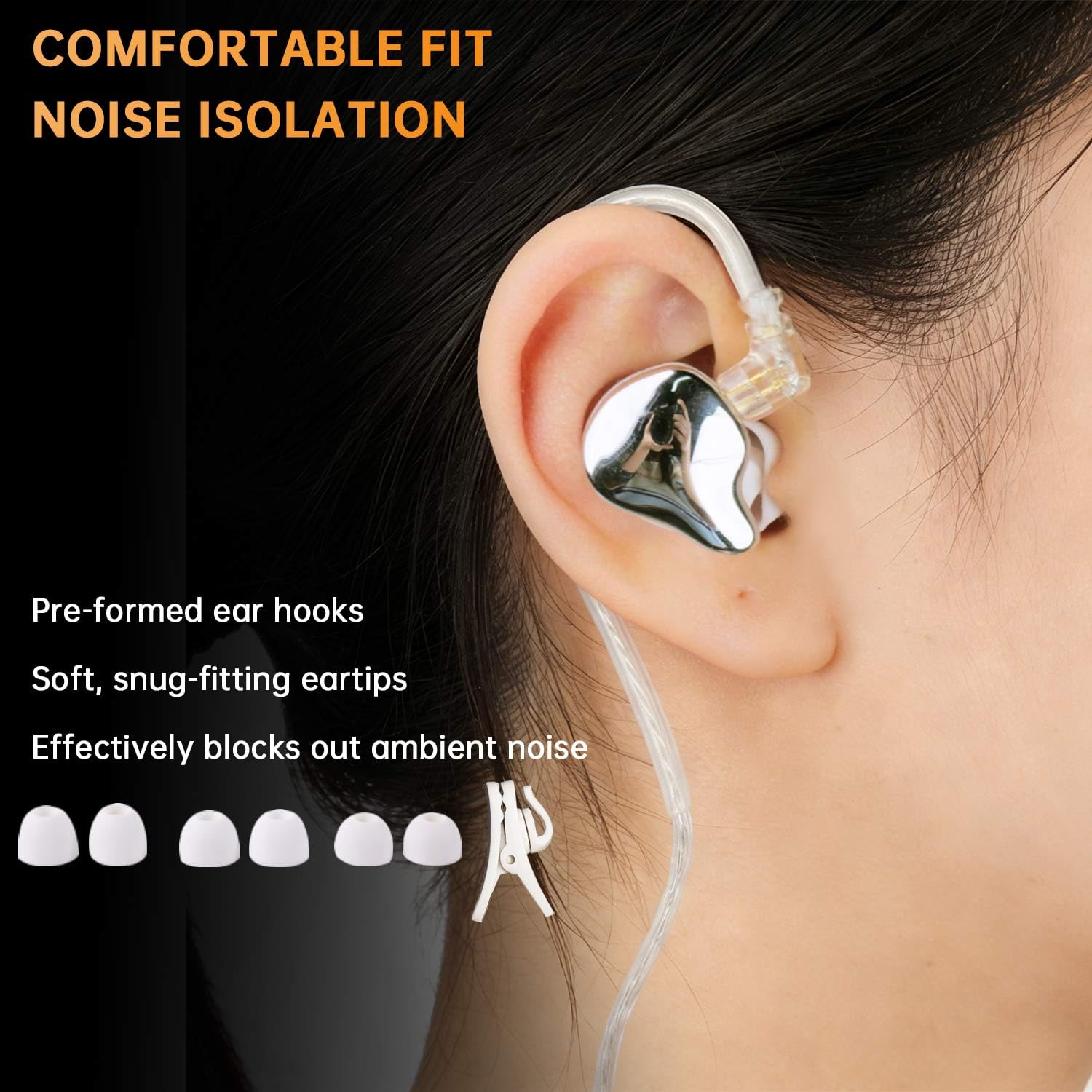 Dual Magnet Auricolari con Filo, Alta Risoluzione Alto Volume Hifi Cuffie in Ear, Cavo Rimovibile, Cuffiette Con Ganci Orecchie over Ear, Isolamento Acustico, Jack da 3,5 mm, Con Mic, Bianco