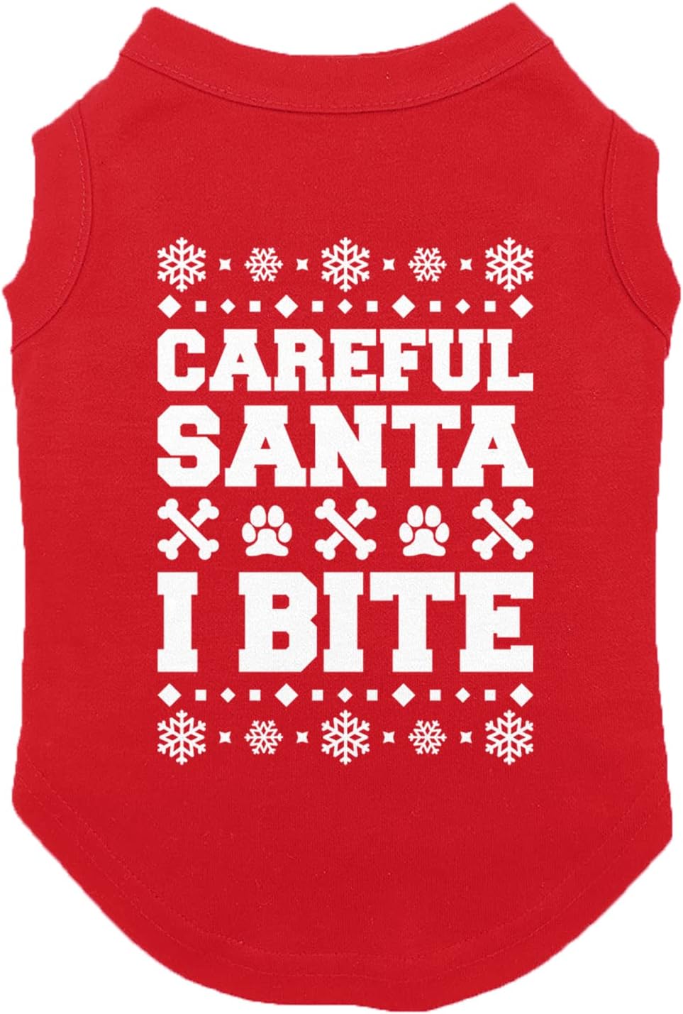 Careful Santa I Bite - Funny Christmas Ugly Sweater Pattern Dog Shirt (Dark Gray, Large)
