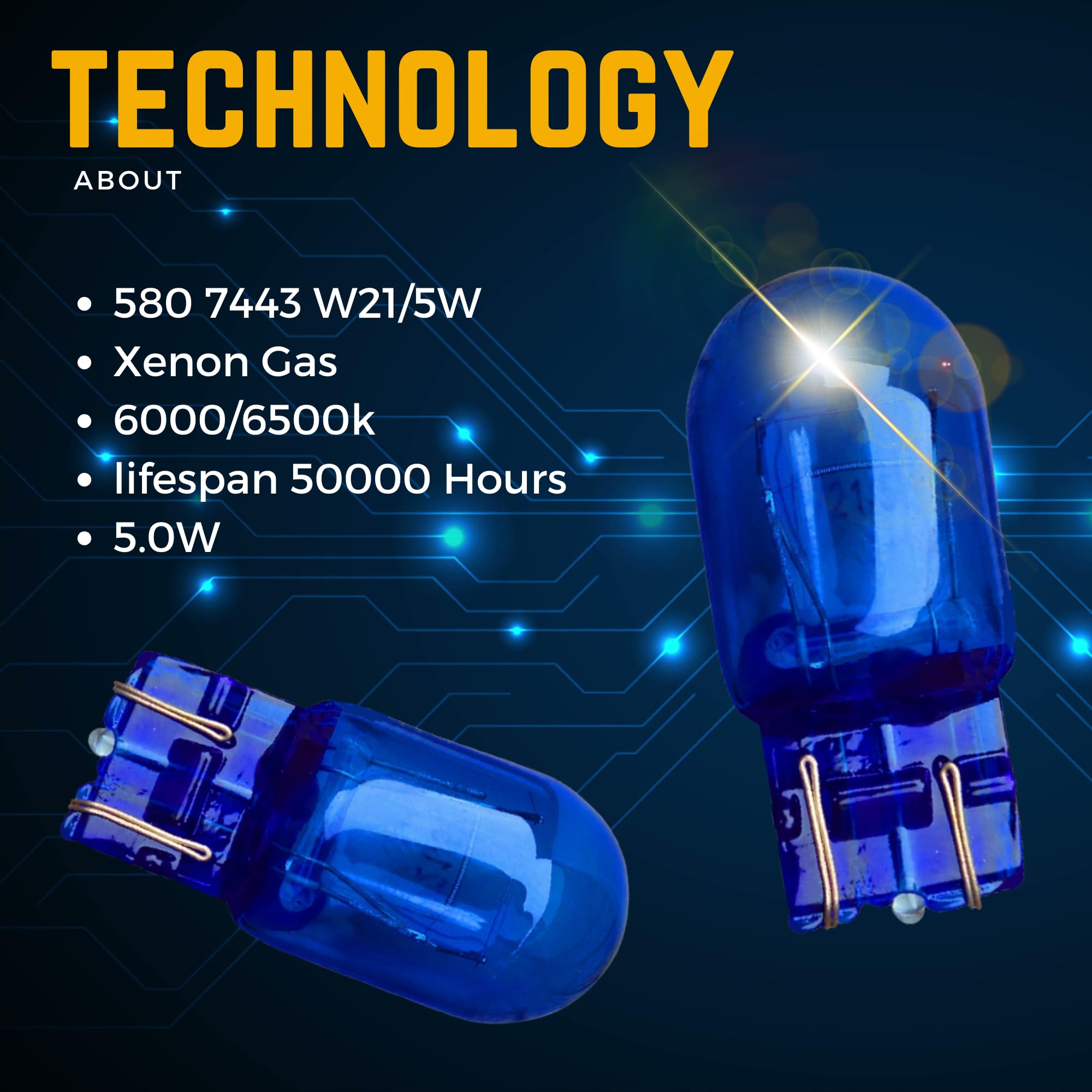 4 Ampoules W21/5W Xénon 6000K Blanc - Feux Diurnes, Recul, Plaque - Canbus Sans Erreur