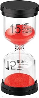 SuLiao Sand Timer 15 Minute Hourglass: Red Sand Watch 15 Min, Large Reloj De Arena 15 Minutos, Plastic Hour Glass Sandglass Timer for Child, Kitchen, Games, Classroom, Decor