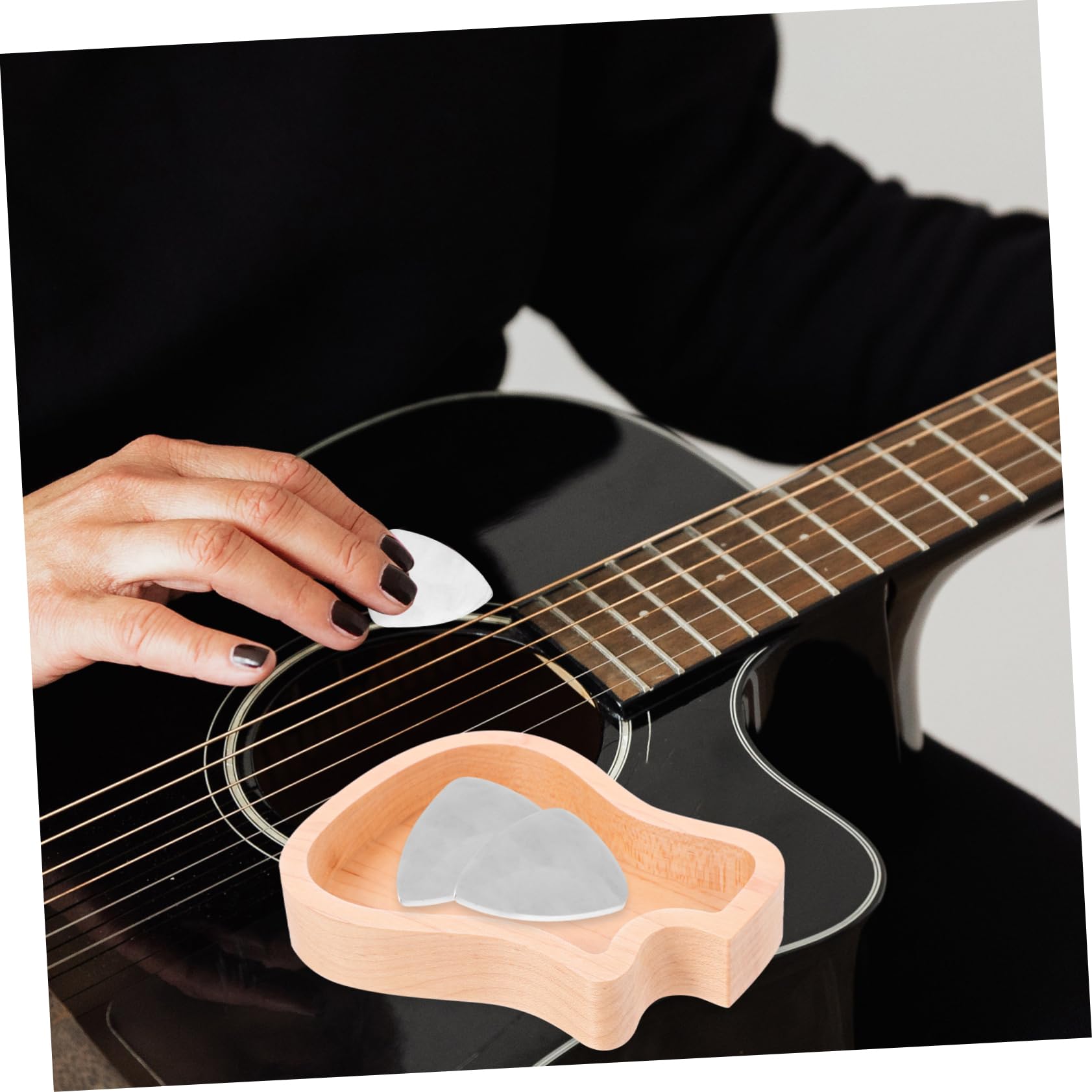 ibasenice 3stücke Gitarrenförmige Plektrum Aufbewahrungsbox Aus Ahornholz Praktischer Plektrumhalter Für Standard Und Jazz-Picks Für Gitarrenspieler Hellbraun