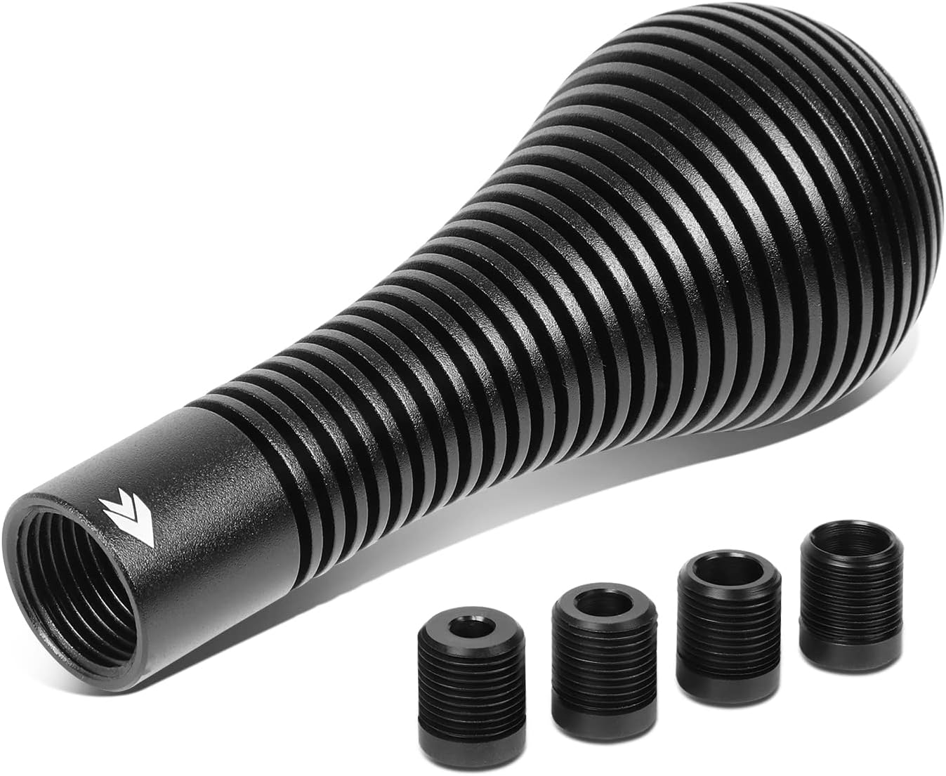 NRG Innovations SK-701BK Universal Aluminum Heat Sink Bubble Head Short Shift Knob with Thread Adapters, 45mm OD x 115m H,Black