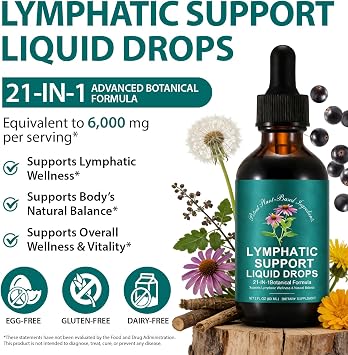 Lymphatic Drainage Drop, 6000mg Equivalent Per Serving | 21-in-1 Botanical Detox Formula for Lymph System Cleanse, Balance, Less Swelling, Immune System, Overall Vitality|Safe & Clean Formula|60 ML