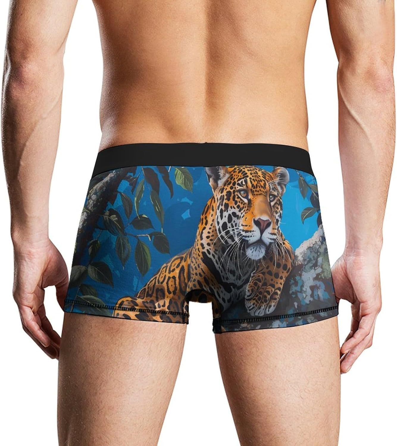 Leopard on Tree Novelty Men's Trunks Soft Breathable Underwear Patterned Stretch Briefs