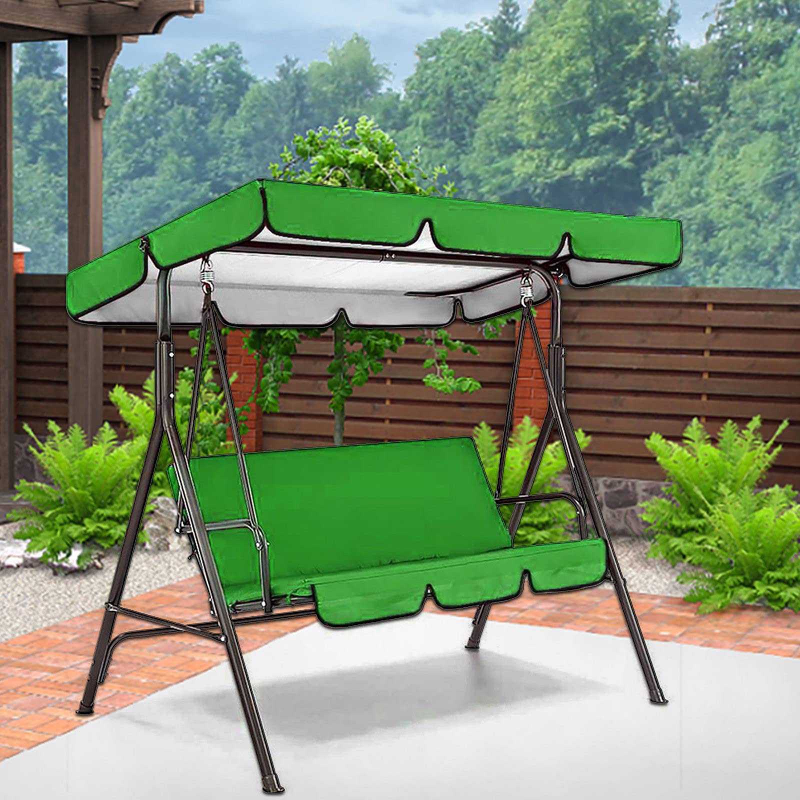 Zapasowy pokrowiec na baldachim na 2-lub 3-osobową huśtawkę na patio, wodoodporny pokrowiec górny, do ogrodu i werandy, pasuje do 160 x 116 cm (zielony)